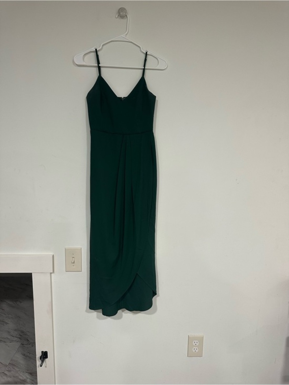 Lulu's Dark Green Spaghetti Strap Midi Dress